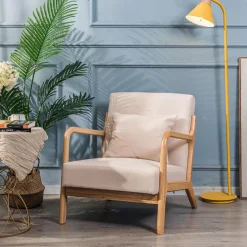 Fauteuil en bois massif Beige