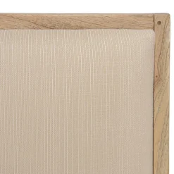 Fauteuil en Mindi, assise en tissu beige texturé