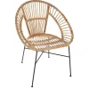 Fauteuil en Rotin Naturel et Métal Noir NATURA