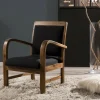 Fauteuil en teck et coton uni Scandi - Noir