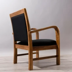 Fauteuil en teck et coton uni Scandi - Noir