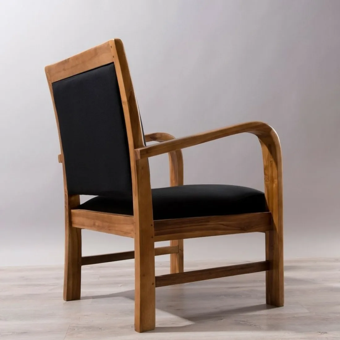 Fauteuil en teck et coton uni Scandi - Noir