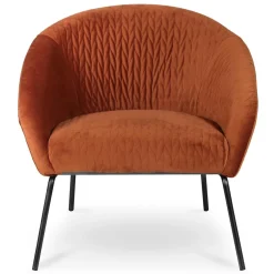 Fauteuil en velours cognac marron