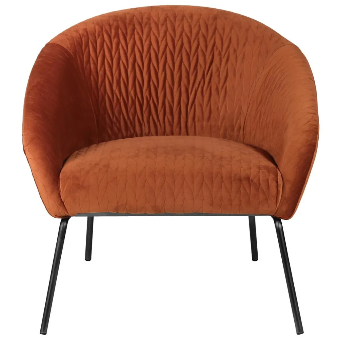Fauteuil en velours cognac marron