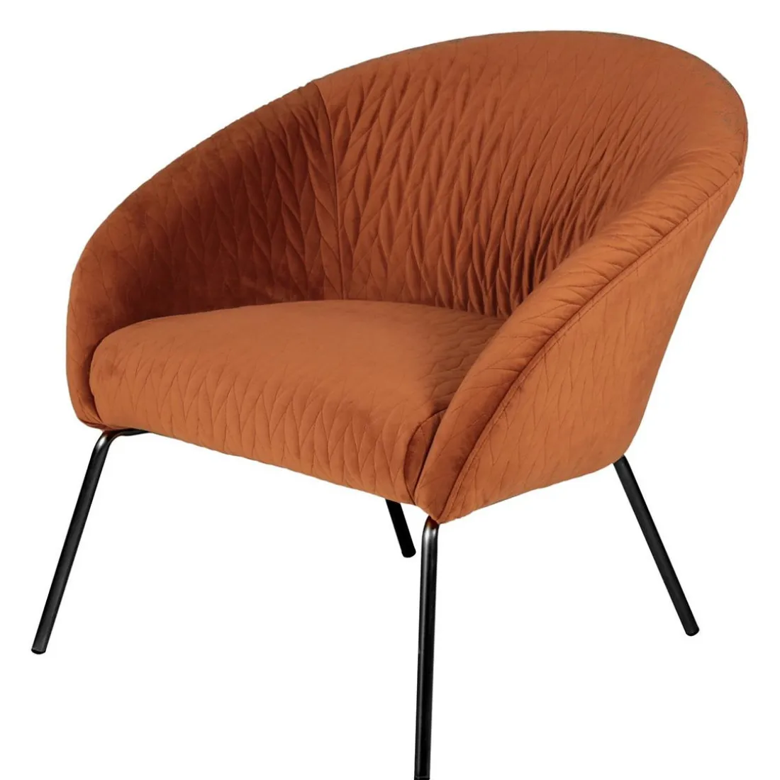 Fauteuil en velours cognac marron