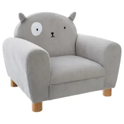 Fauteuil enfant forme animal oreilles chat, gris clair
