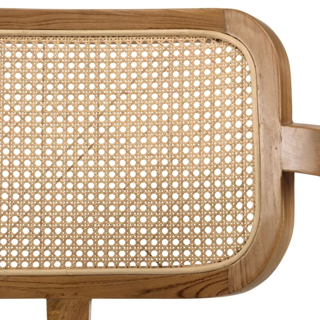 Fauteuil FLORES en teck avec dossier en cannage naturel et coussin gris WILL Marron