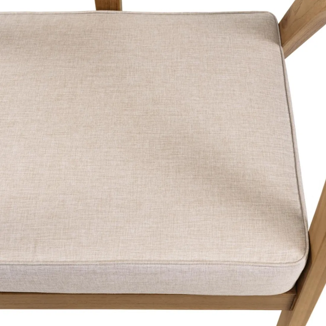 Fauteuil FLORES en teck avec dossier en cannage naturel et coussin gris WILL Marron