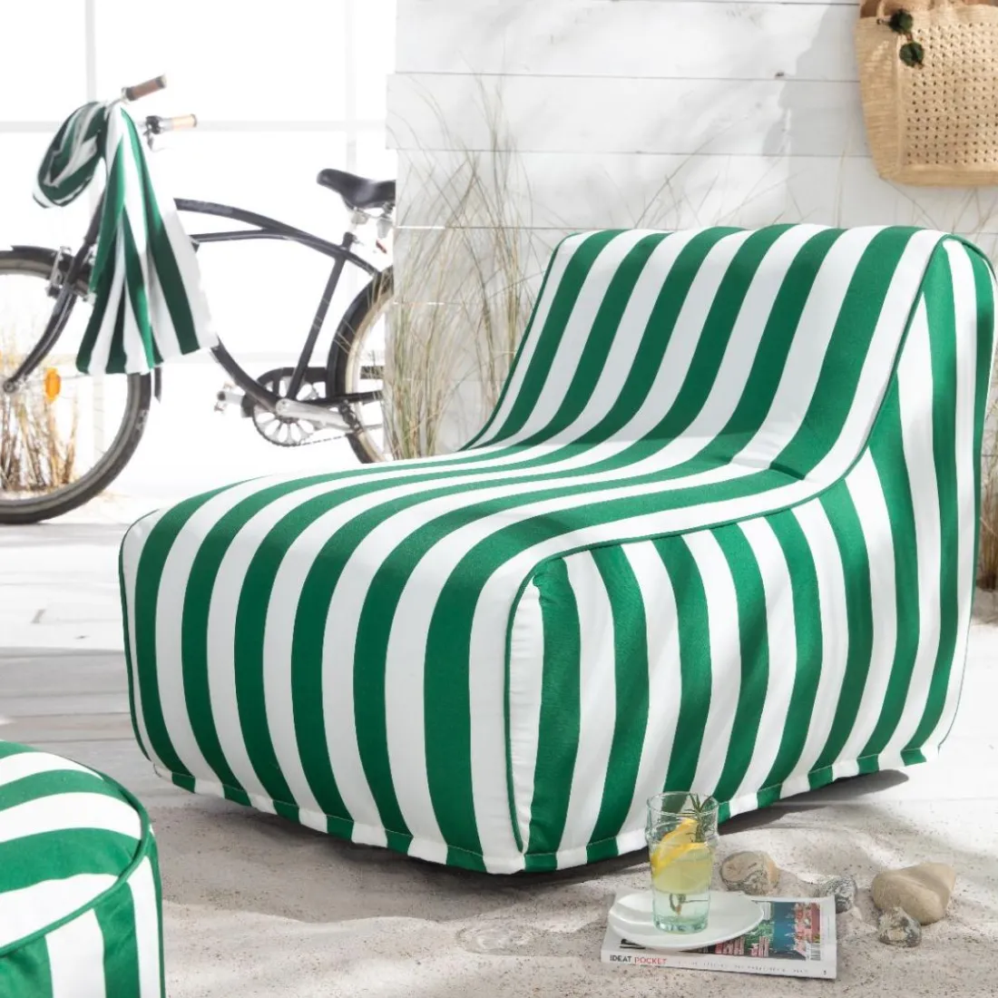 FAUTEUIL GONFLABLE - SUMMER STRIPES Vert 90x60x70cm