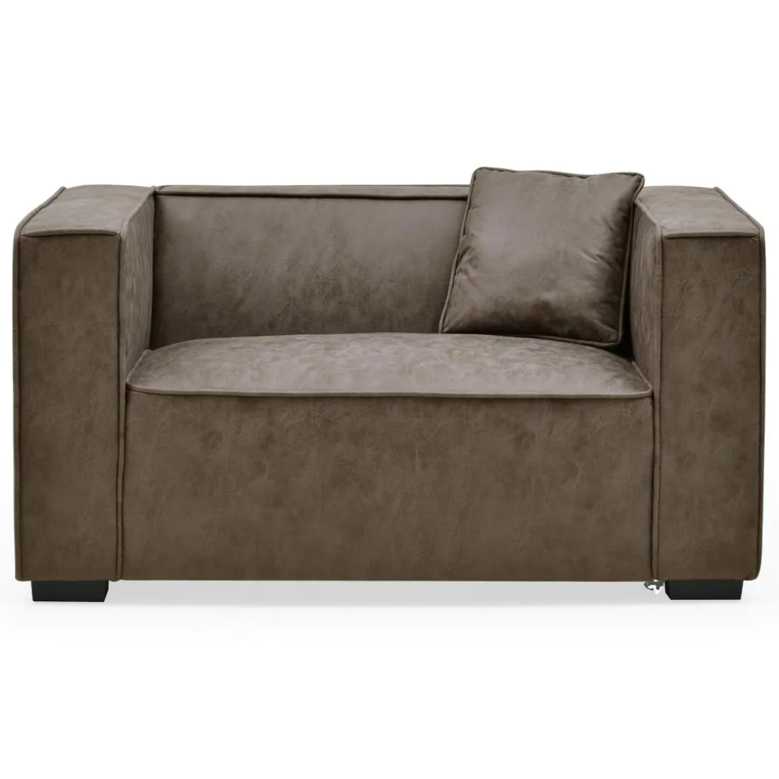 Fauteuil large Macao Tissu effet peau Vintage Marron