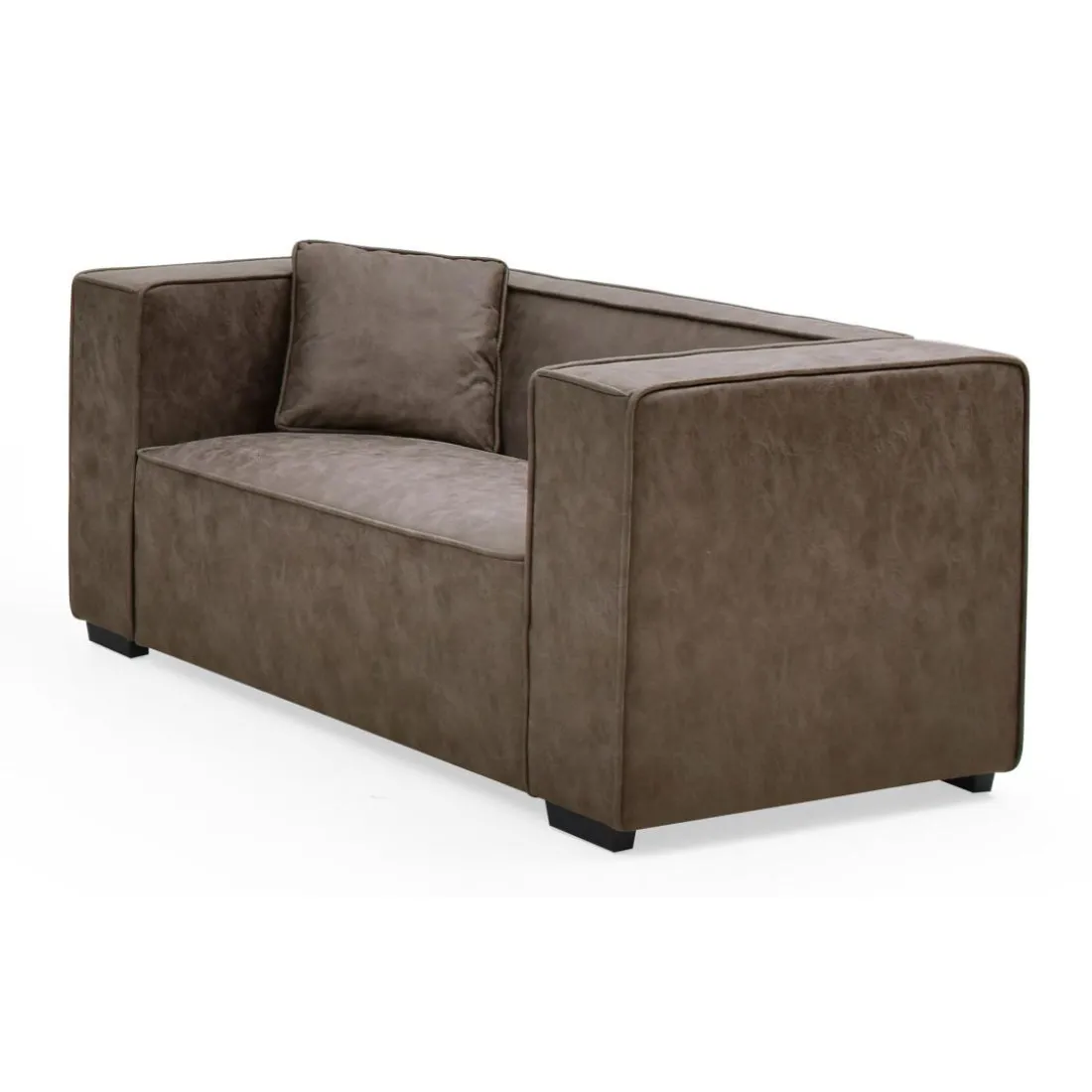 Fauteuil large Macao Tissu effet peau Vintage Marron