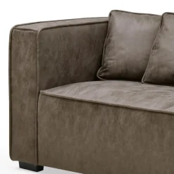 Fauteuil large Macao Tissu effet peau Vintage Marron