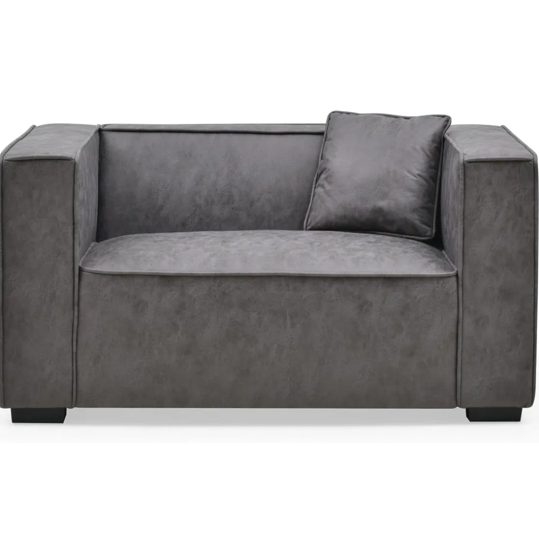 Fauteuil large Macao Tissu effet peau Vintage Gris