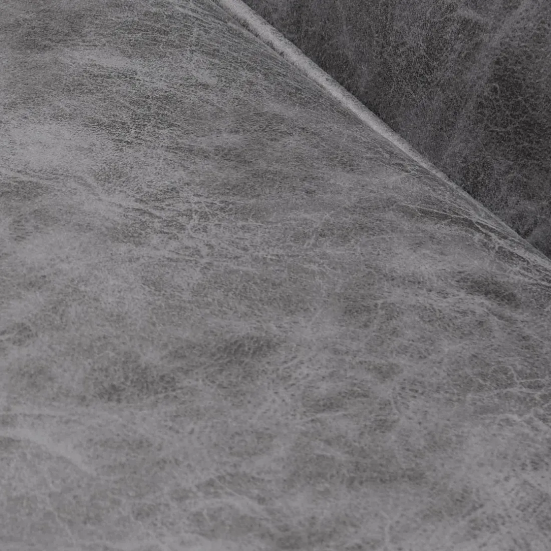 Fauteuil large Macao Tissu effet peau Vintage Gris