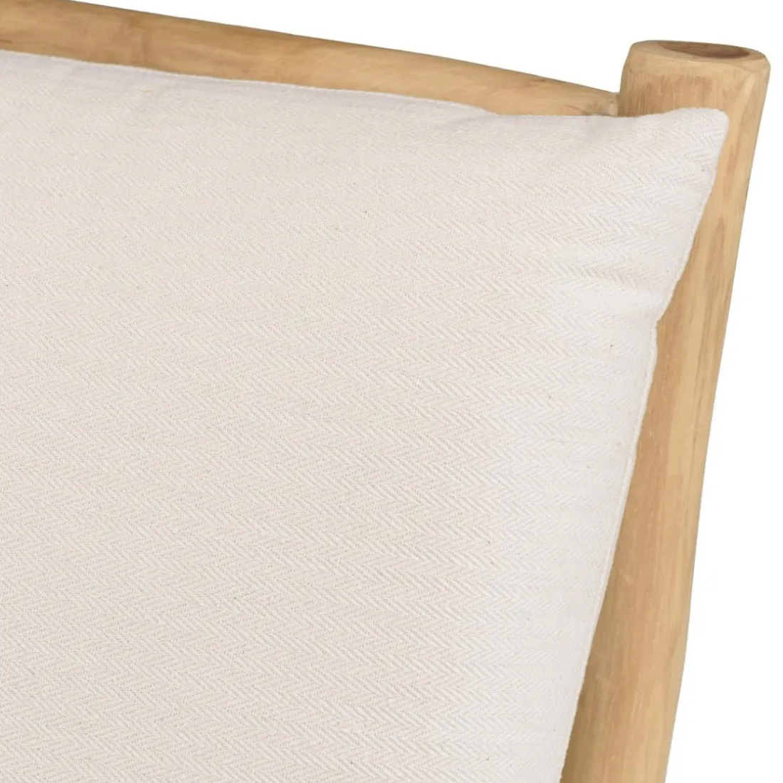 Fauteuil lounge en branches de Teck naturel avec coussin blanc WILL