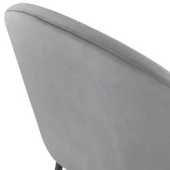 Fauteuil lounge 'MERMAID' en velours gris clair et pieds en métal noir