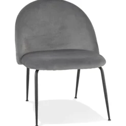 Fauteuil lounge 'MERMAID' en velours gris clair et pieds en métal noir