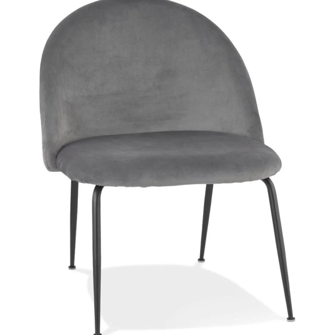 Fauteuil lounge 'MERMAID' en velours gris clair et pieds en métal noir