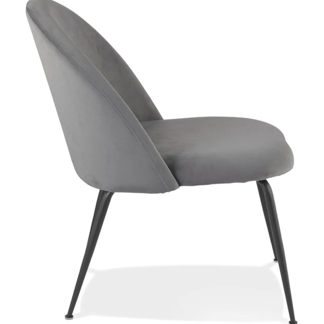 Fauteuil lounge 'MERMAID' en velours gris clair et pieds en métal noir