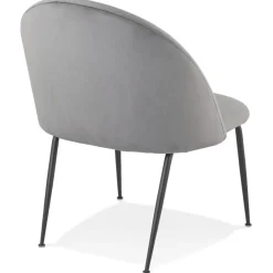 Fauteuil lounge 'MERMAID' en velours gris clair et pieds en métal noir