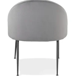 Fauteuil lounge 'MERMAID' en velours gris clair et pieds en métal noir