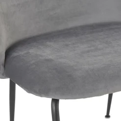 Fauteuil lounge 'MERMAID' en velours gris clair et pieds en métal noir