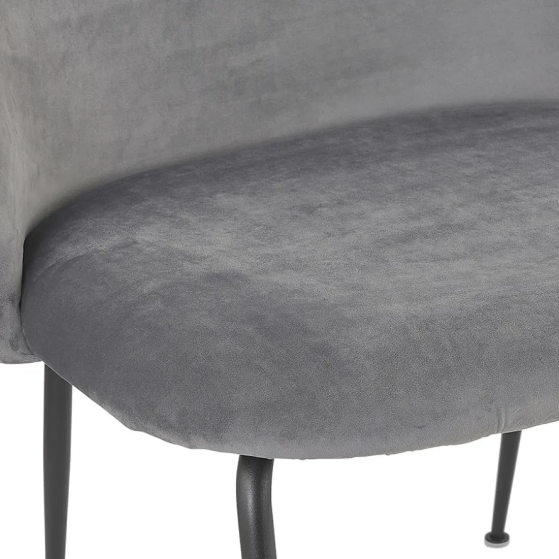 Fauteuil lounge 'MERMAID' en velours gris clair et pieds en métal noir