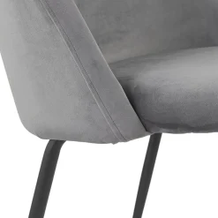 Fauteuil lounge 'MERMAID' en velours gris clair et pieds en métal noir