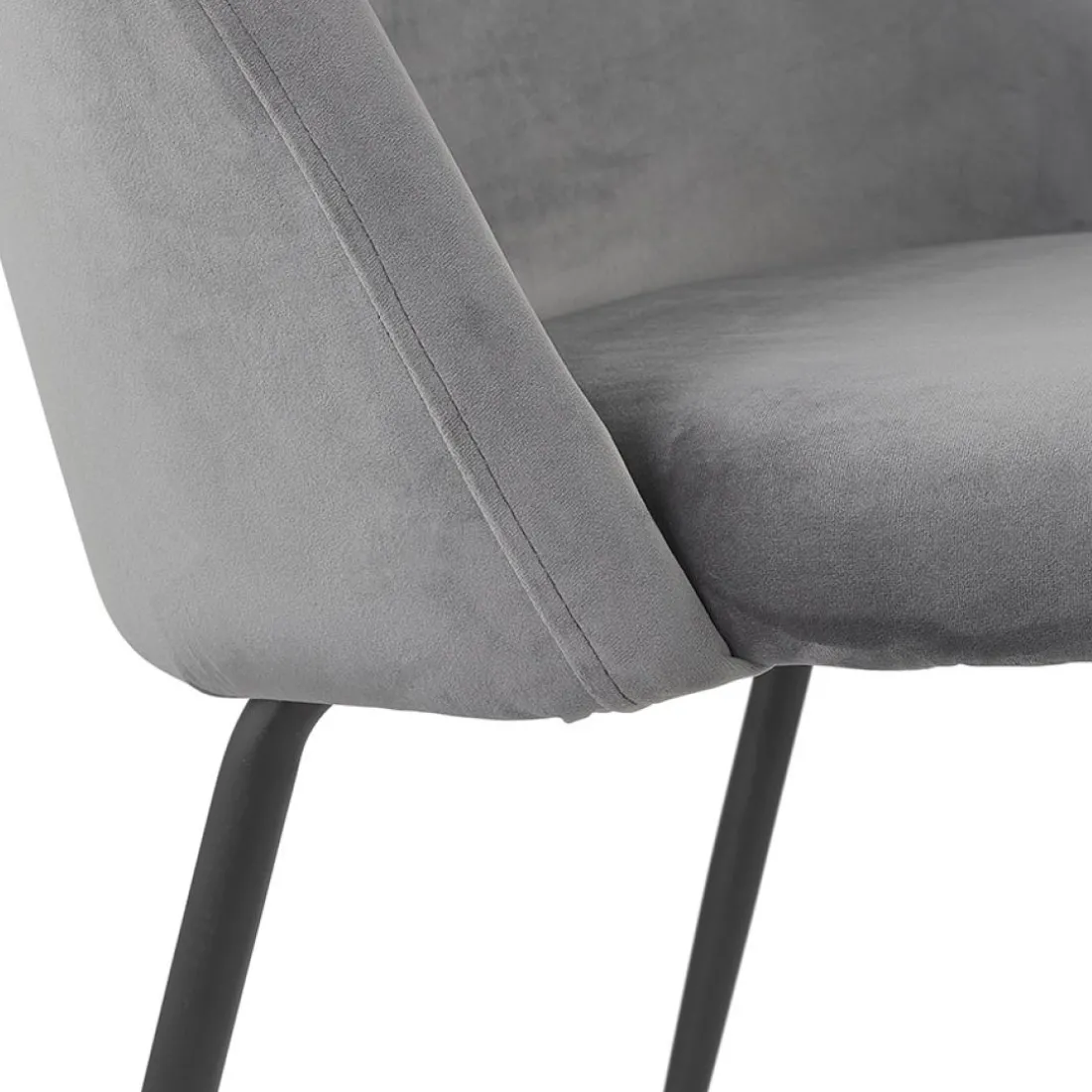 Fauteuil lounge 'MERMAID' en velours gris clair et pieds en métal noir