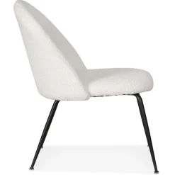 Fauteuil lounge 'NORVEGIA' en tissu bouclé blanc et métal noir