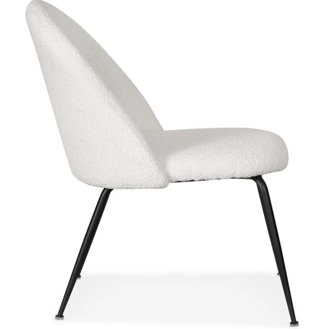 Fauteuil lounge 'NORVEGIA' en tissu bouclé blanc et métal noir