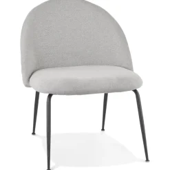 Fauteuil lounge 'ZILLA' en tissu gris et pieds en métal noir