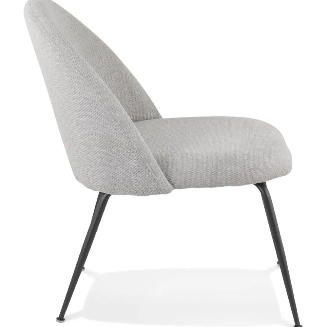 Fauteuil lounge 'ZILLA' en tissu gris et pieds en métal noir