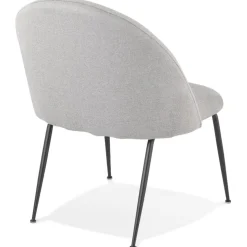 Fauteuil lounge 'ZILLA' en tissu gris et pieds en métal noir