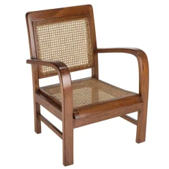 Fauteuil mindi et cannage bois foncé DAK