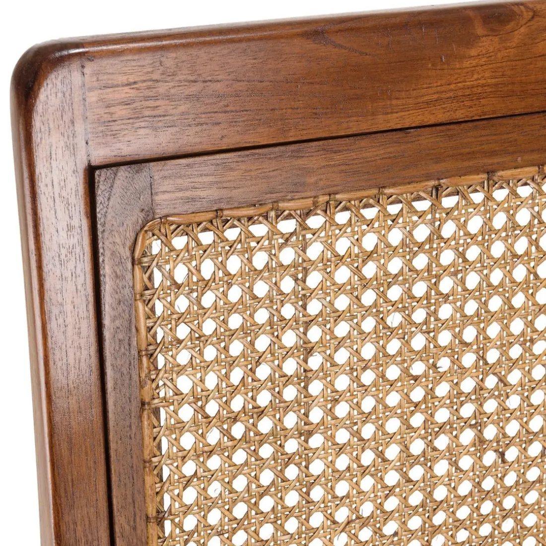 Fauteuil mindi et cannage bois foncé DAK