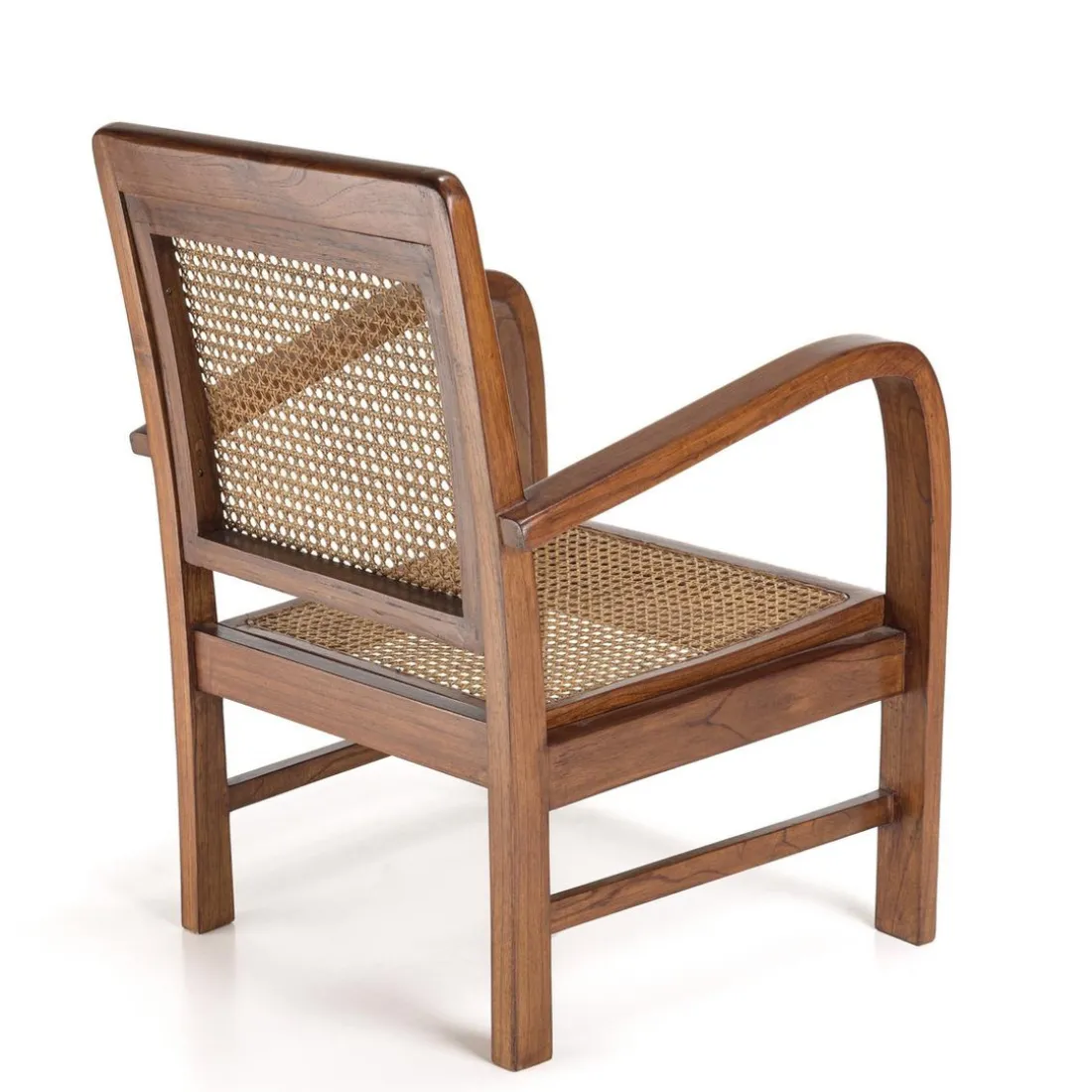 Fauteuil mindi et cannage bois foncé DAK