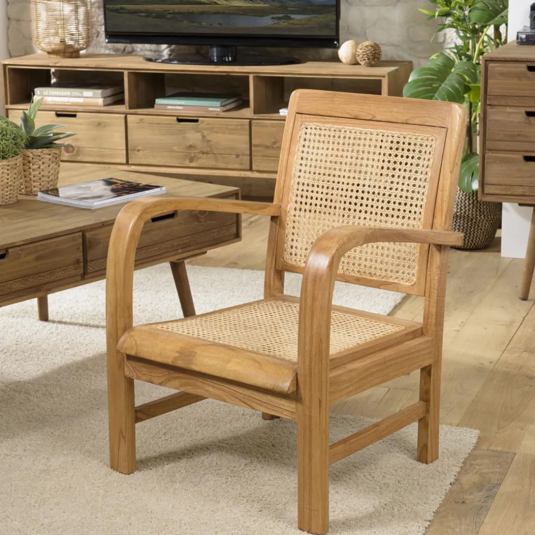 Fauteuil mindi et cannage DAK