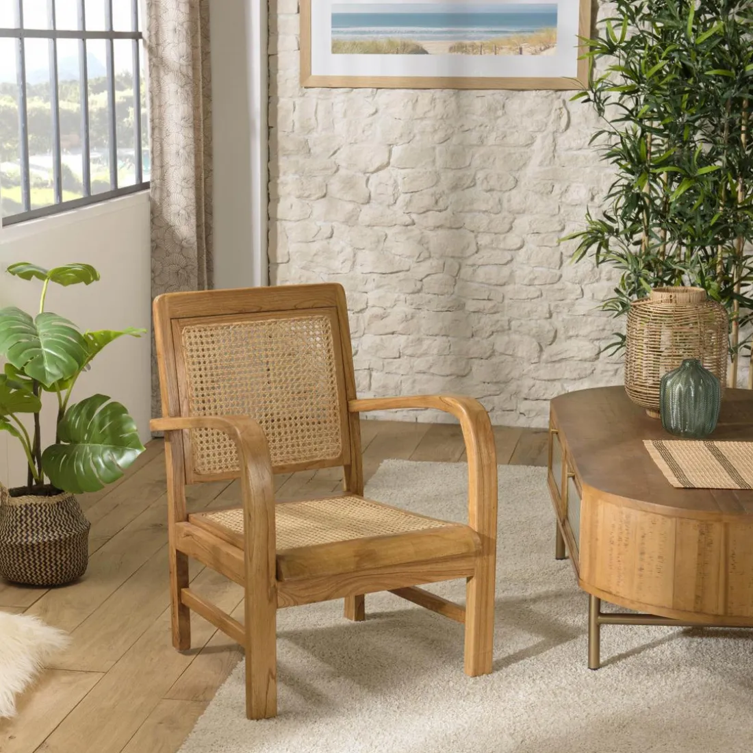 Fauteuil mindi et cannage DAK