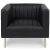 Fauteuil moderne à coutures verticales Sacramento Simili Noir