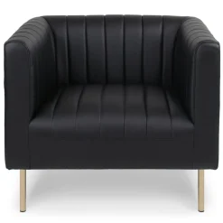 Fauteuil moderne à coutures verticales Sacramento Simili Noir