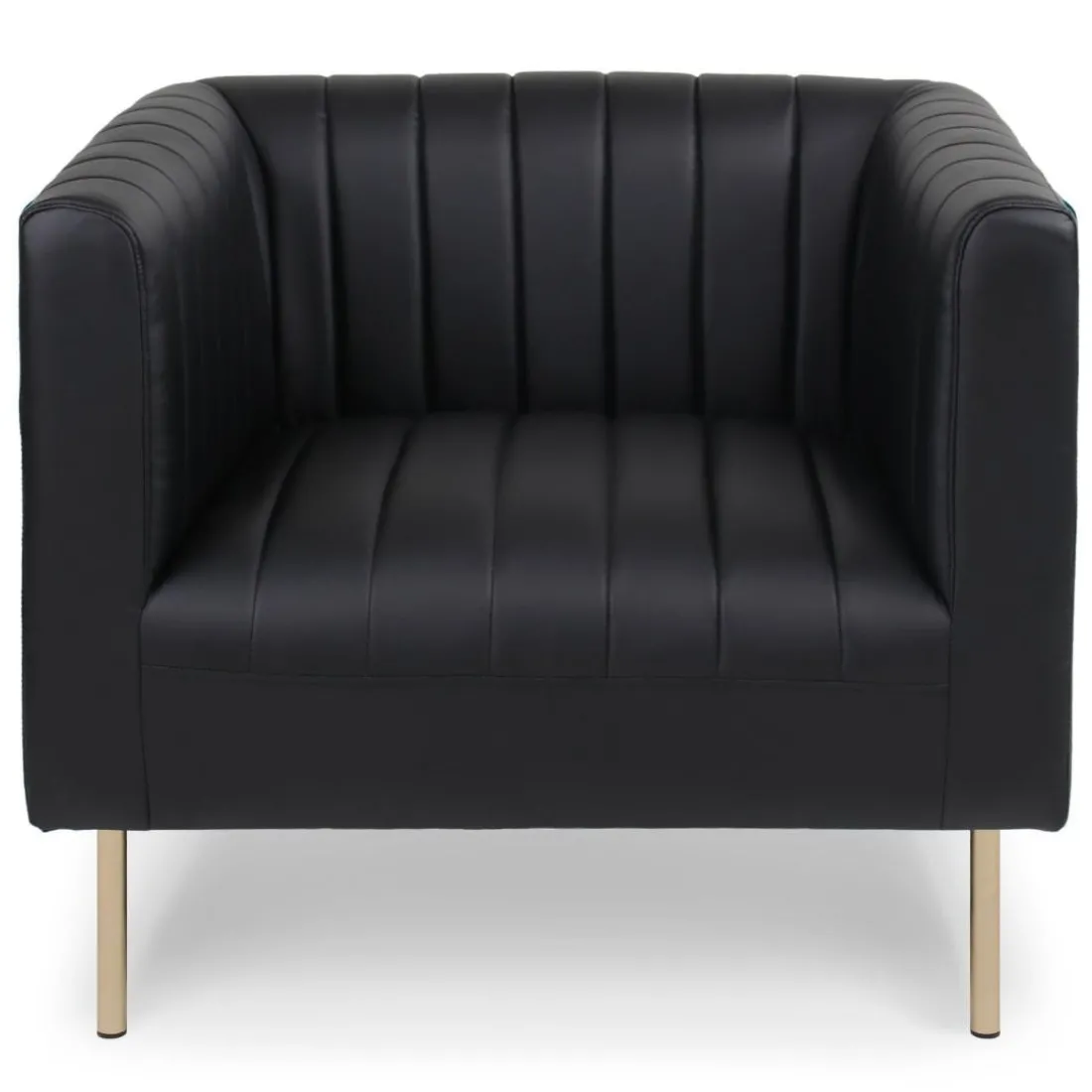 Fauteuil moderne à coutures verticales Sacramento Simili Noir