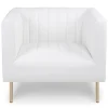 Fauteuil moderne à coutures verticales Sacramento Simili blanc