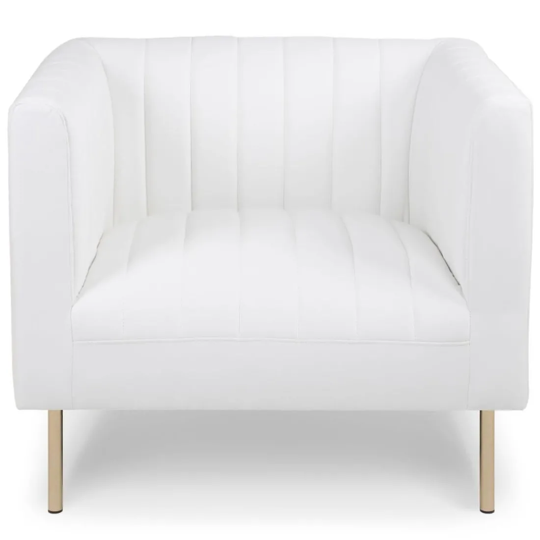 Fauteuil moderne à coutures verticales Sacramento Simili blanc