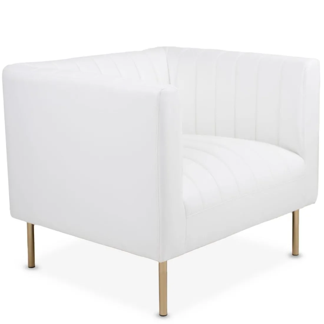Fauteuil moderne à coutures verticales Sacramento Simili blanc