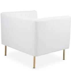 Fauteuil moderne à coutures verticales Sacramento Simili blanc