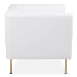 Fauteuil moderne à coutures verticales Sacramento Simili blanc
