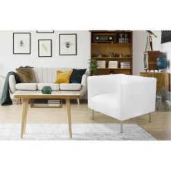 Fauteuil moderne à coutures verticales Sacramento Simili blanc