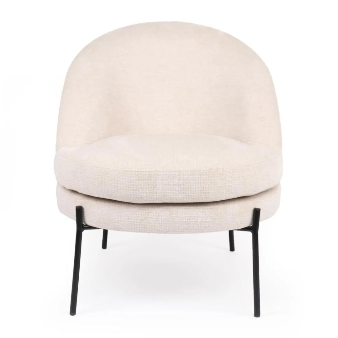 Fauteuil moderne au dossier arrondi Thiago Tissu Beige