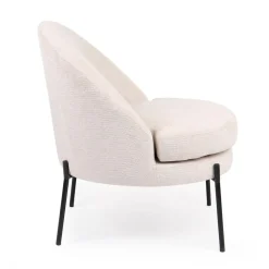 Fauteuil moderne au dossier arrondi Thiago Tissu Beige